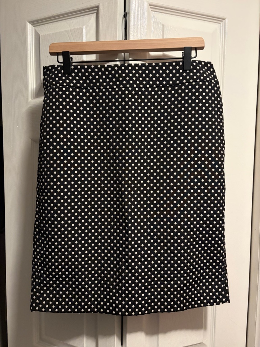 Ann Taylor Black Pencil Skirt with White Polka Dots